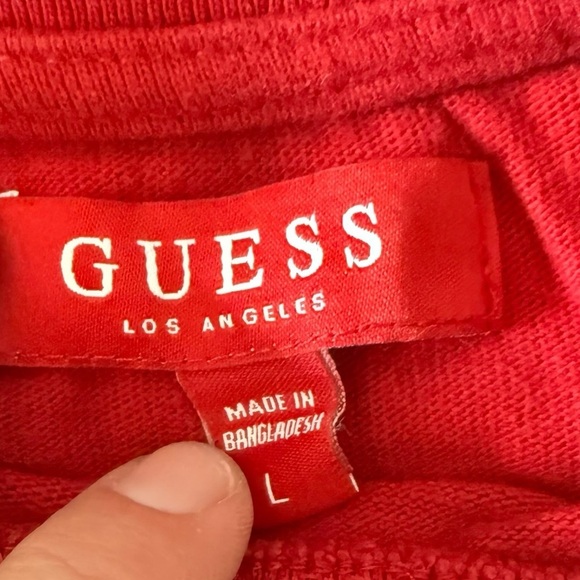 GUESS Los Angeles Red Ribbed Top – Size L - Picture 4 of 6